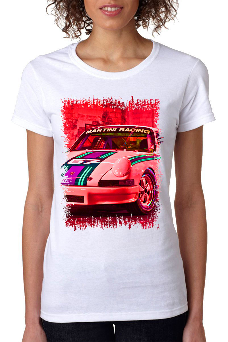 Printed Tee Racing Car Automotive Fans Woman T-shirt Gildan G200l White ...