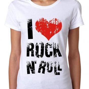 T-shirt Gildan Noir Femme Taille S – Modèle Rock N Roll, Occasion Très Bon état
